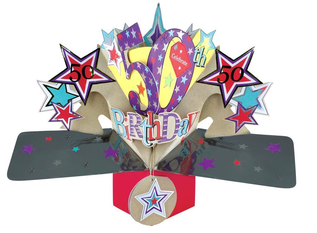 Happy 50th Birthday Pop-Up Greeting Card Original Second Nature 3D Pop Up Cards