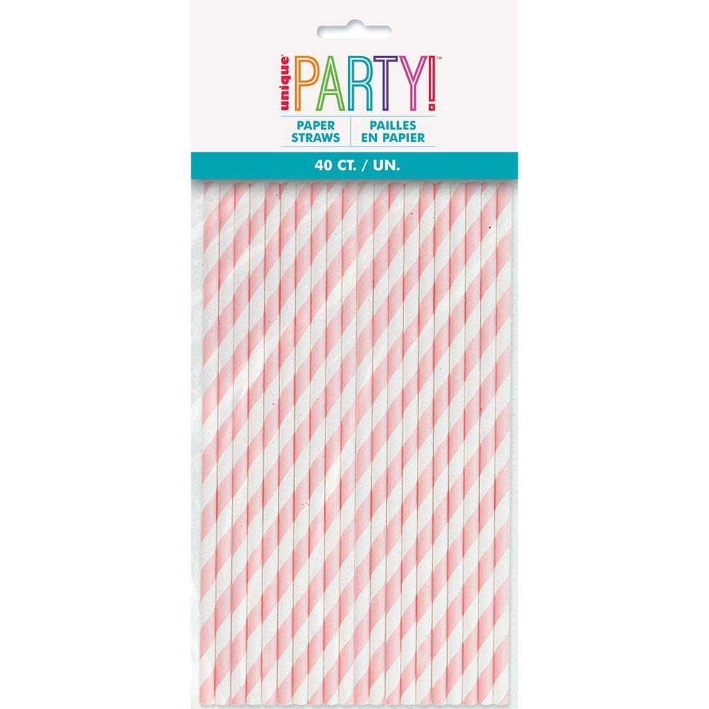 Striped Paper Straws | Light Green | 40 Pcs.