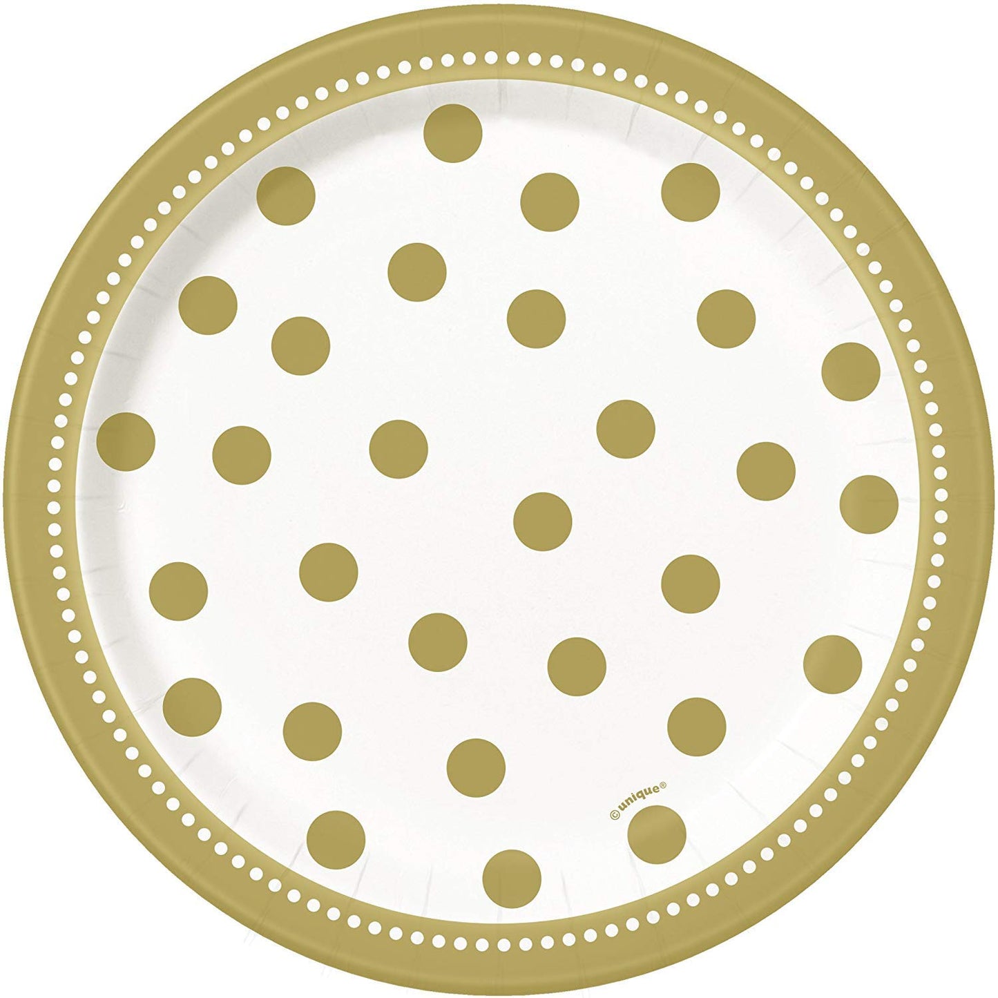 Unique Party - 18cm Golden Birthday Party Plates, Pack of 8