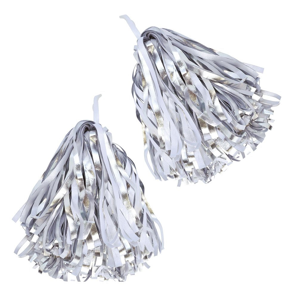 Bristol Novelty BA1322 Poms | for Women | Silver/White, Girls, One Size