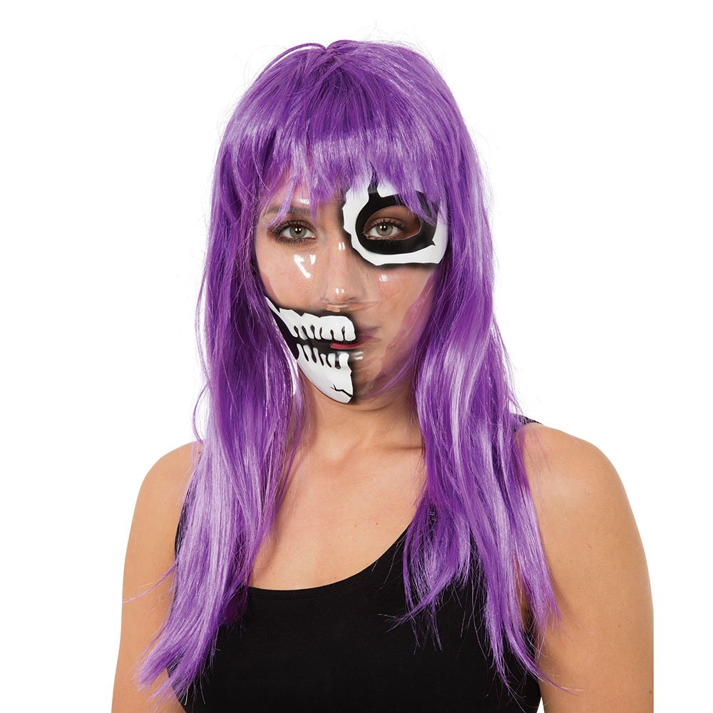 Bristol Novelty Skeleton Half Face Print, Transparent , Pack of 1, 1/2 Mask, Unisex-Adult, One Size