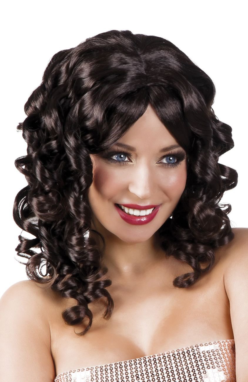 Boland 10103201 BOLWomens Cocktail Wig with Curls, Black, One Size