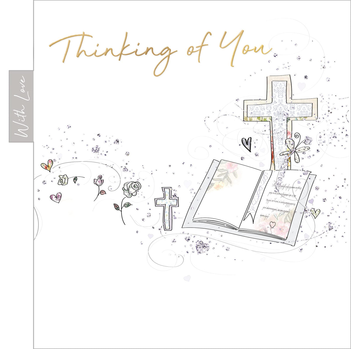 Into the Green Cross Thinking of You Card with Glitter & envelope