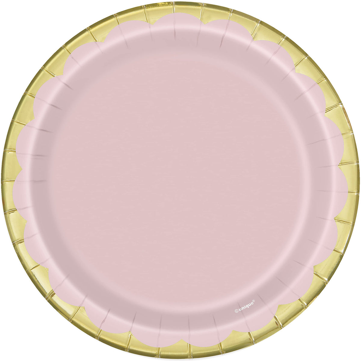 Unique Paper Plates-18 cm-Pastel Pink & Gold-Pack of 8