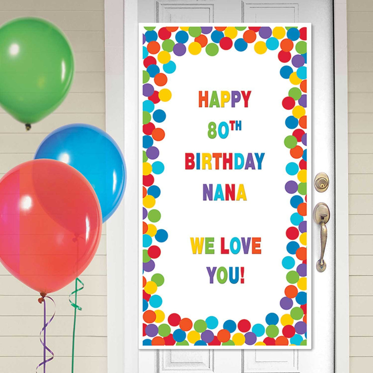 Primary Rainbow Happy Birthday Personalised Door Sign