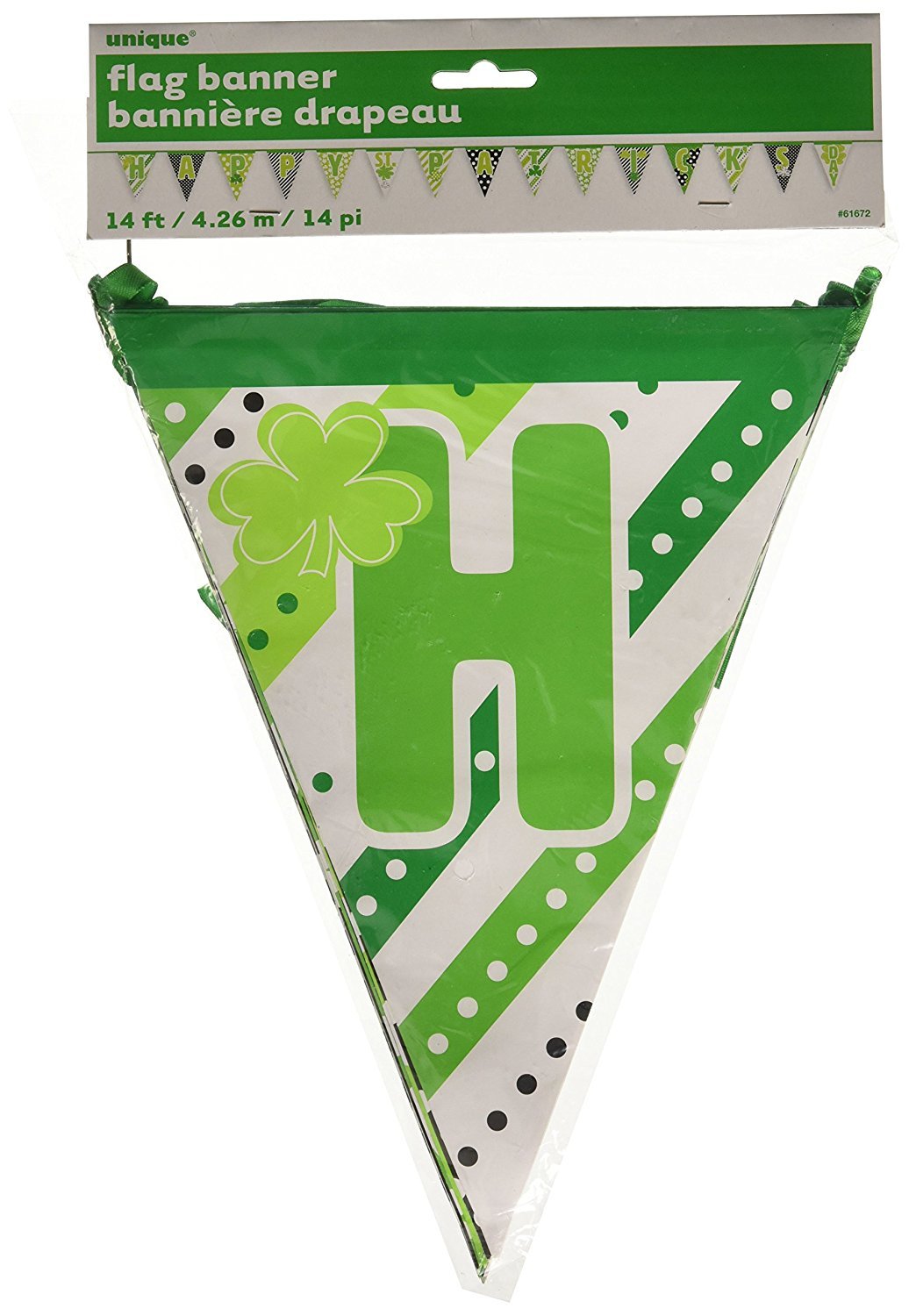 Unique Party 61672 - 14ft Multi-Patterned Happy St. Patricks Day Paper Bunting Flags