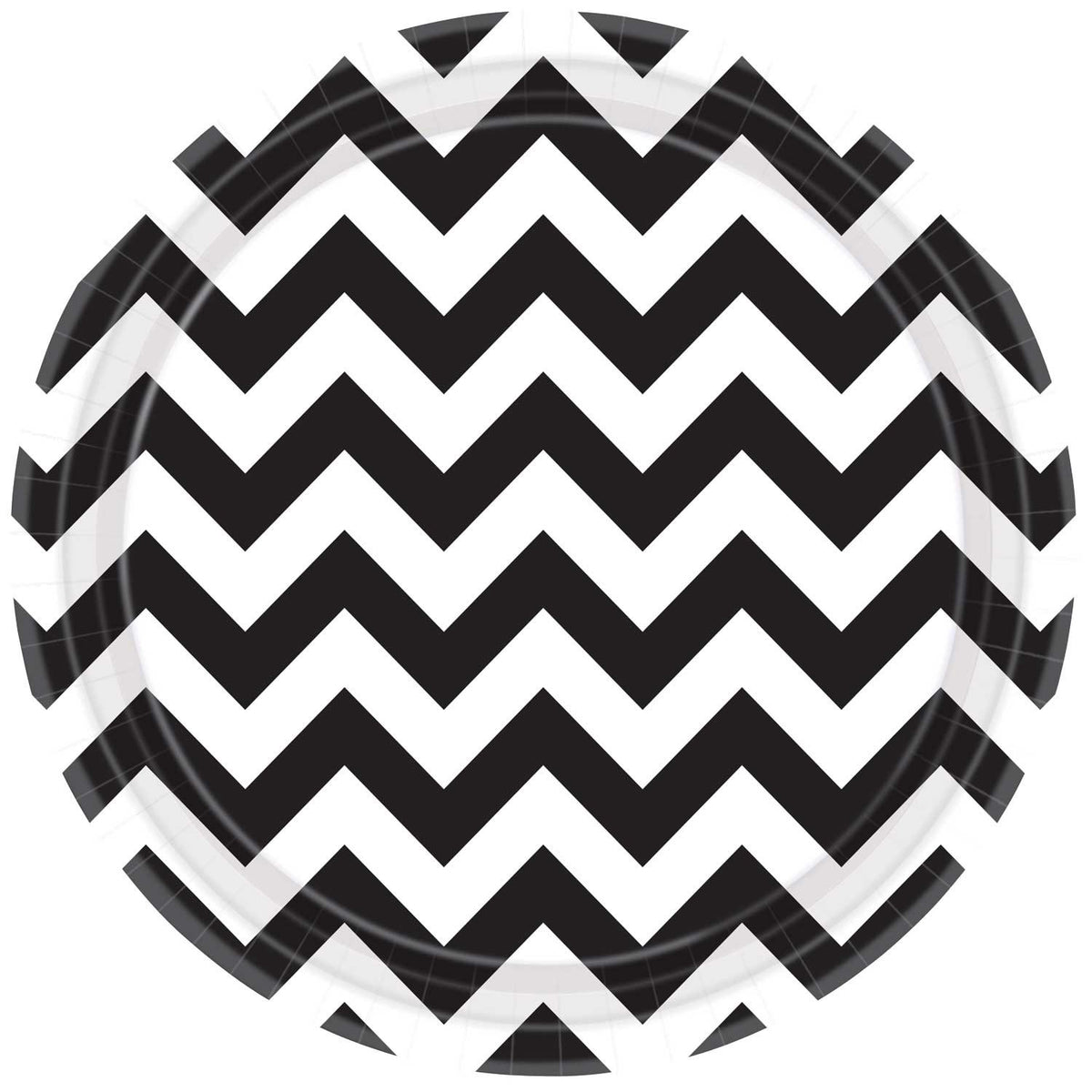 Amscan Jet Black Chevron Paper Plates 23cm /8