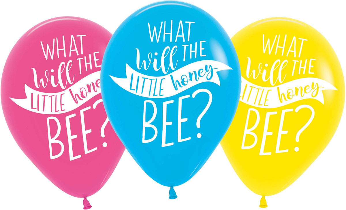 6 Pack What Will It Bee? Latex Balloons 28cm
