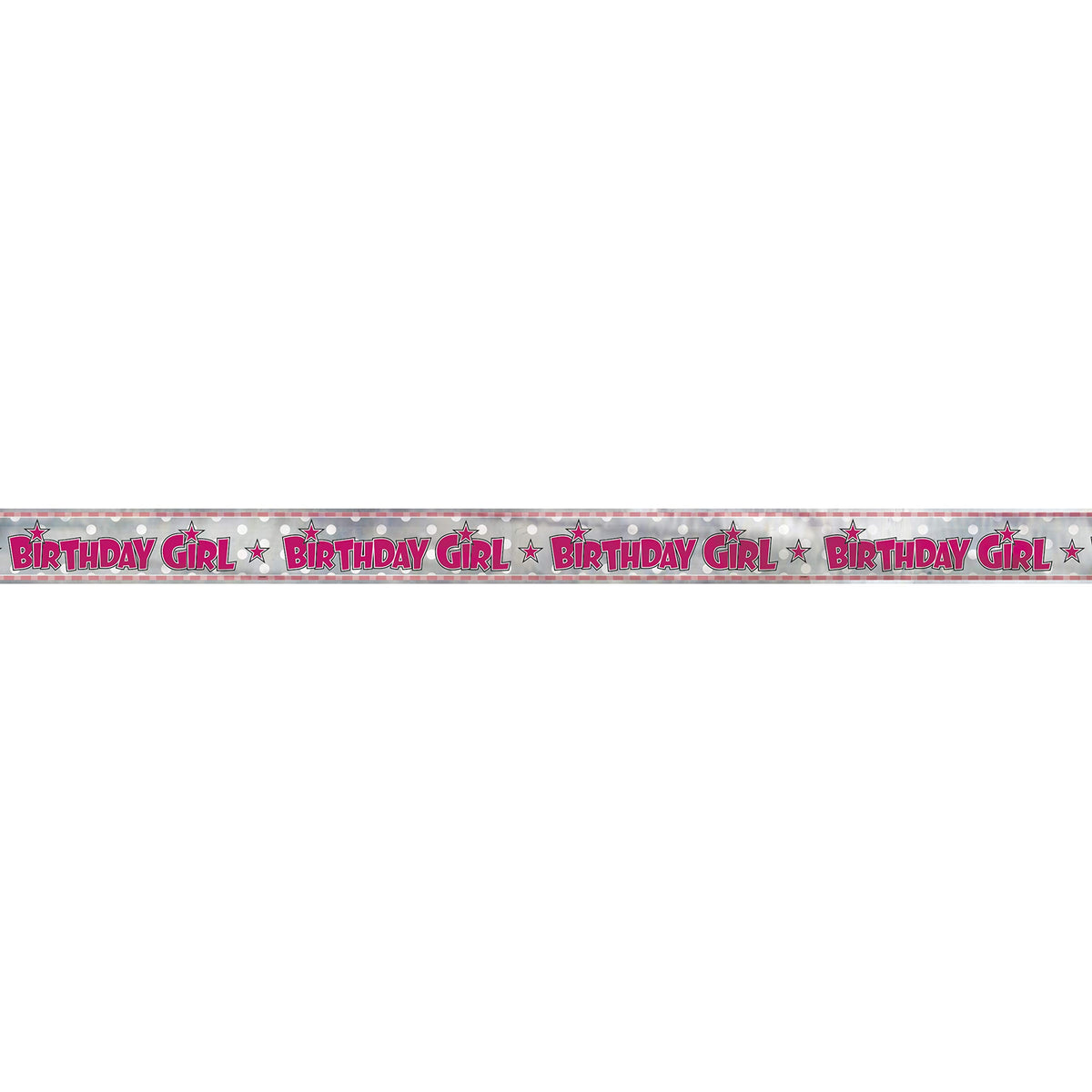 Unique Party 12ft Foil Pink Striped Birthday Girl Banner