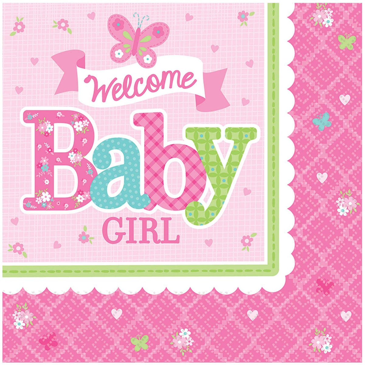 Amscan Welcome Baby Girl Luncheon Napkins 33cm /16