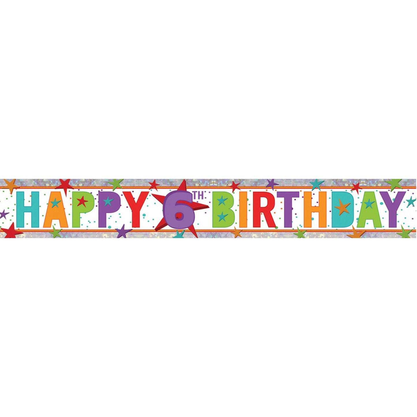 Amscan Colorful 6th Birthday Starry Foil Banner-1 PC