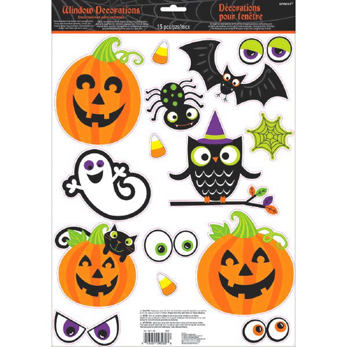 Amscan Modern Halloween Vinyl Window Clings 15 Pieces