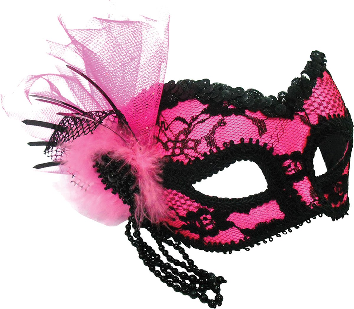Pink/Black Lace Decoration Alpha Masquerade Party Fancy Dress Disguise Masks & Eyemasks Outfit Accessory