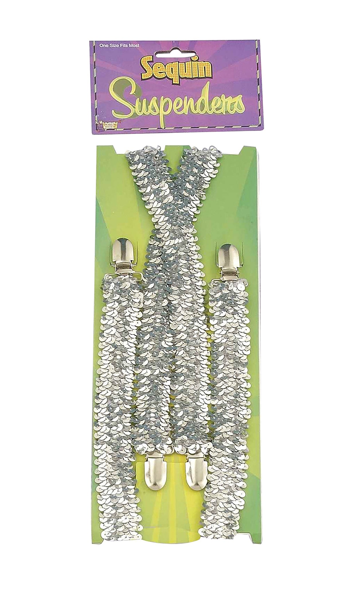 Bristol Novelty BA1028 Suspenders Braces | Unisex | Silver Sequin, Mens, One Size