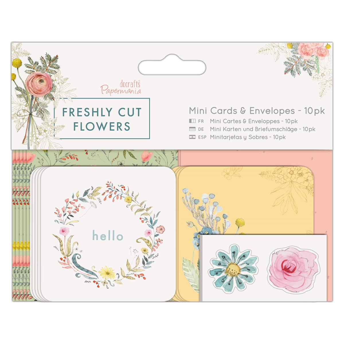 Papermania Freshly Cut Flowers Mini Cards & Envelopes (Pack of 10)