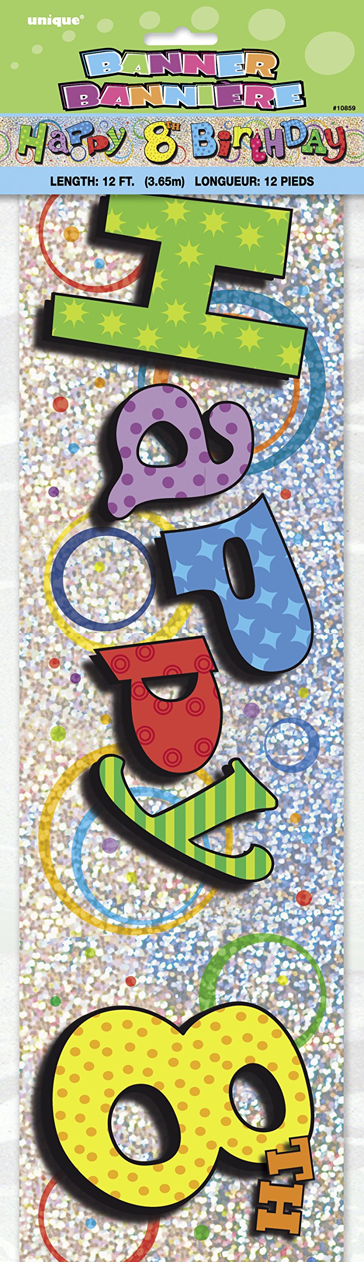 Unique Party - 12ft Prism Happy 8th Birthday Banner