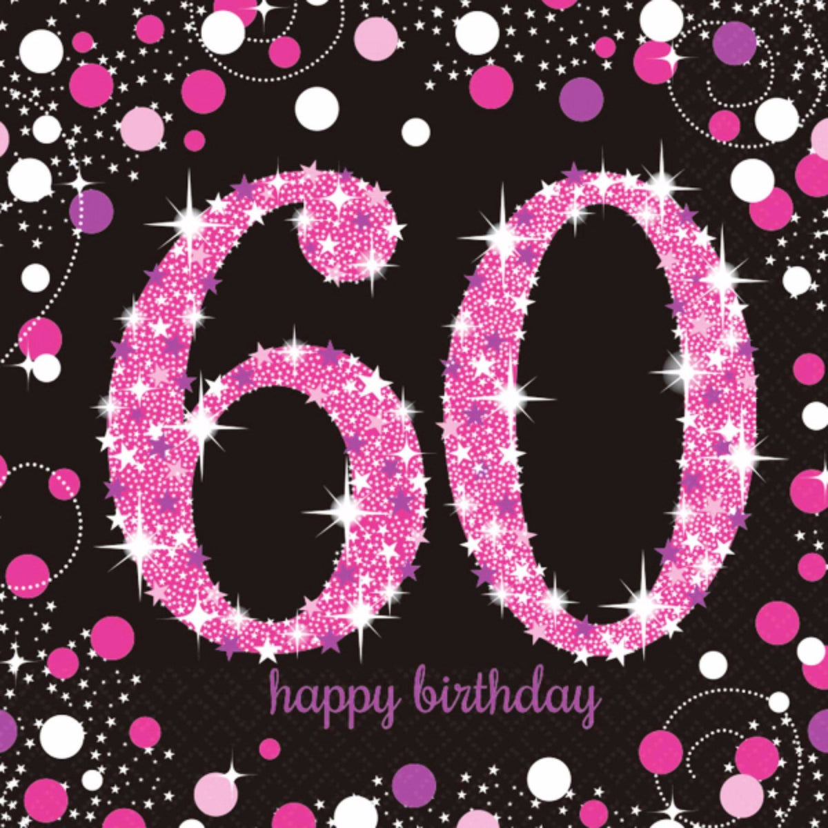 Adult Pink Celebration 60th Birthday Luncheon Napkins