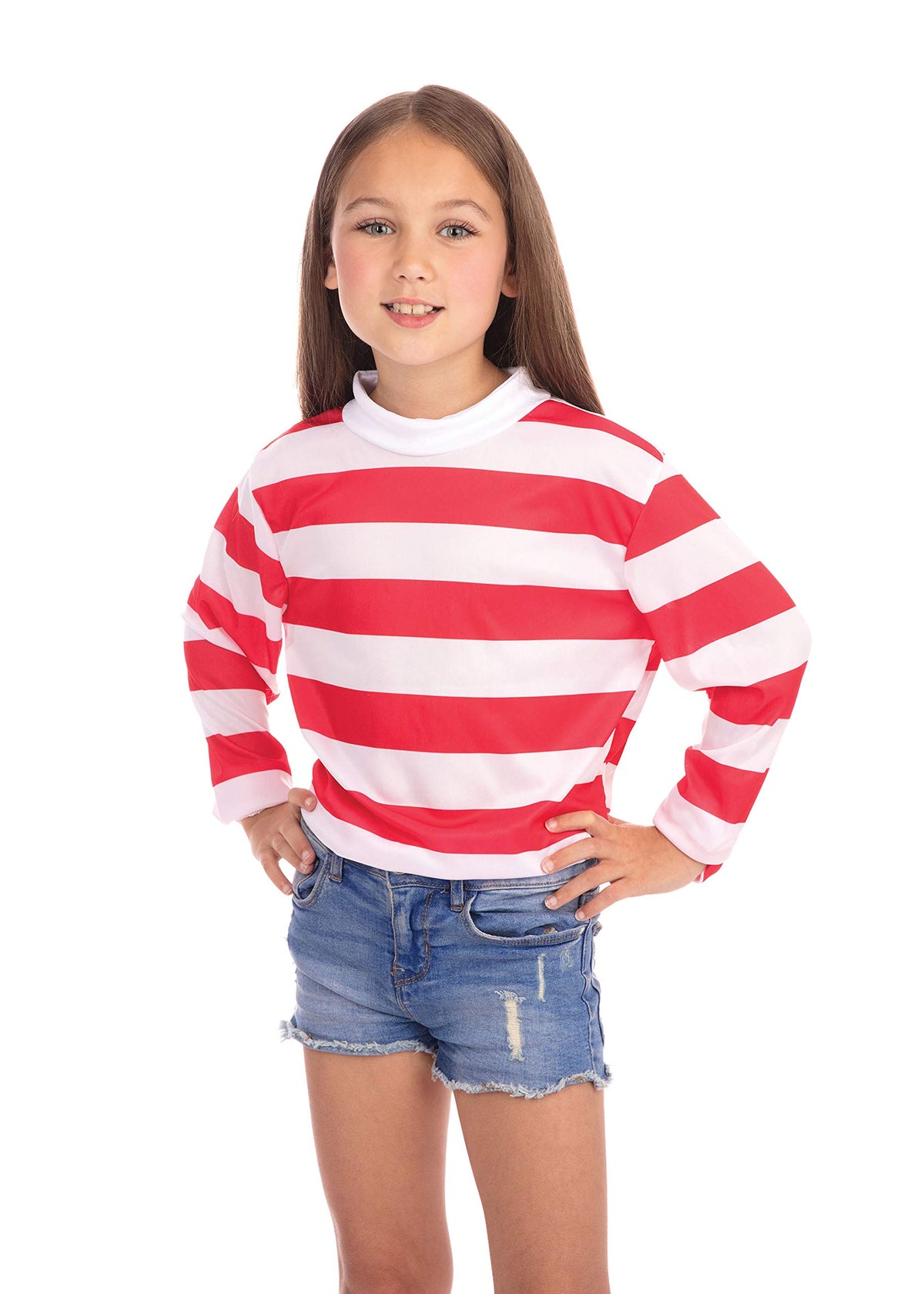 Bristol Novelty CC965 Red/White Striped Top Childs (M) Costume, Boys, Girls, 6-8 Years Old