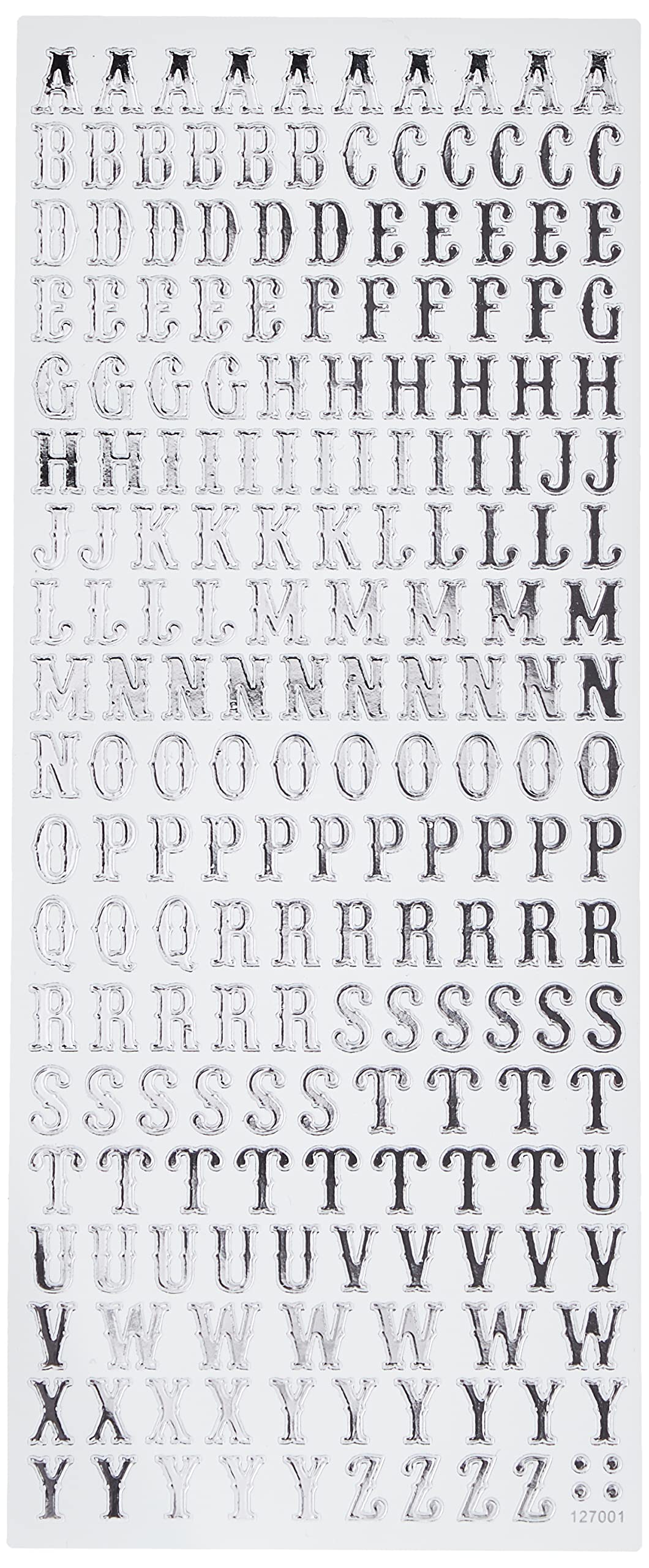 anitas Traditional Alphabet Outline Stickers - Silver on White
