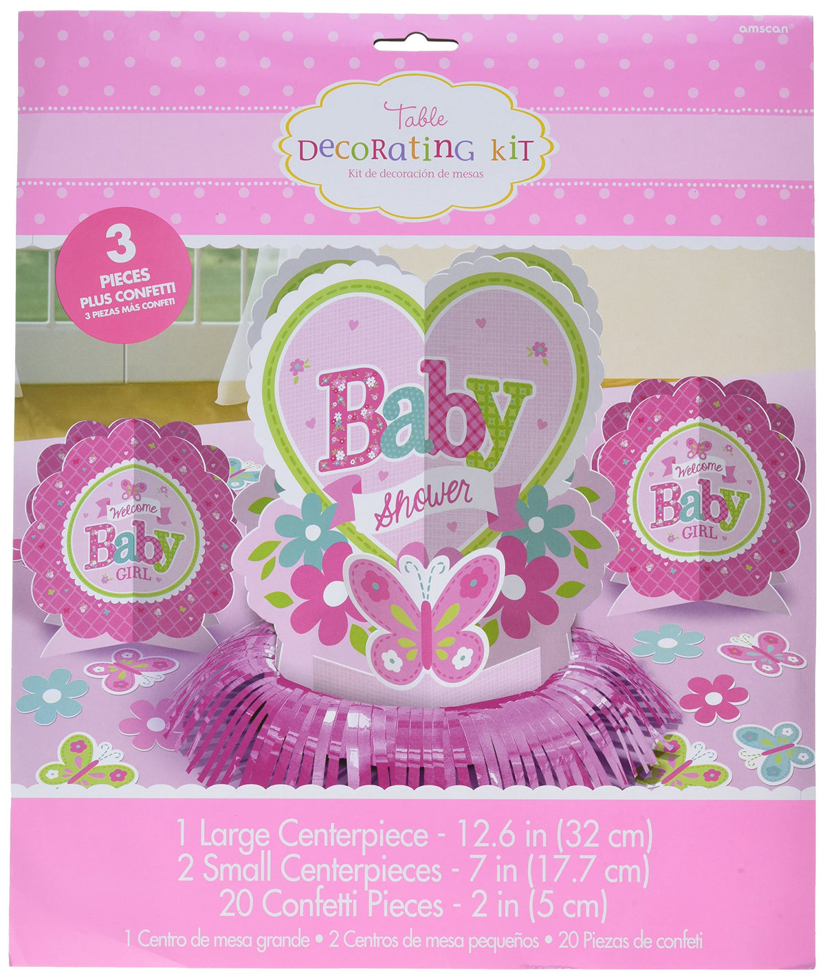 Amscan Cardboard 136.07 Grams Welcome Baby Girl Table Decorating Kit, Multicolor