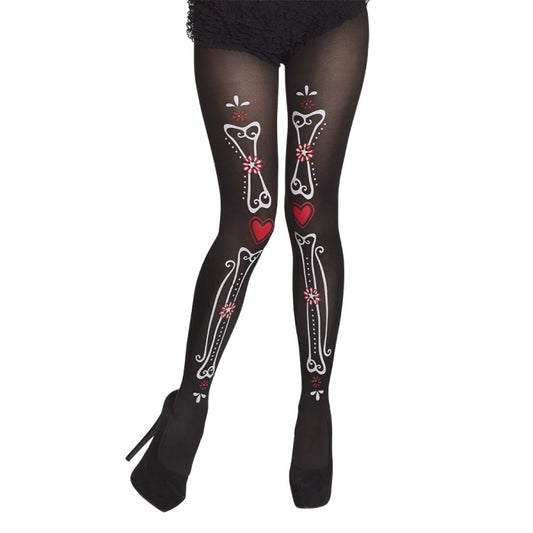 Boland - La Flaca printed nylon tights Day of the dead.