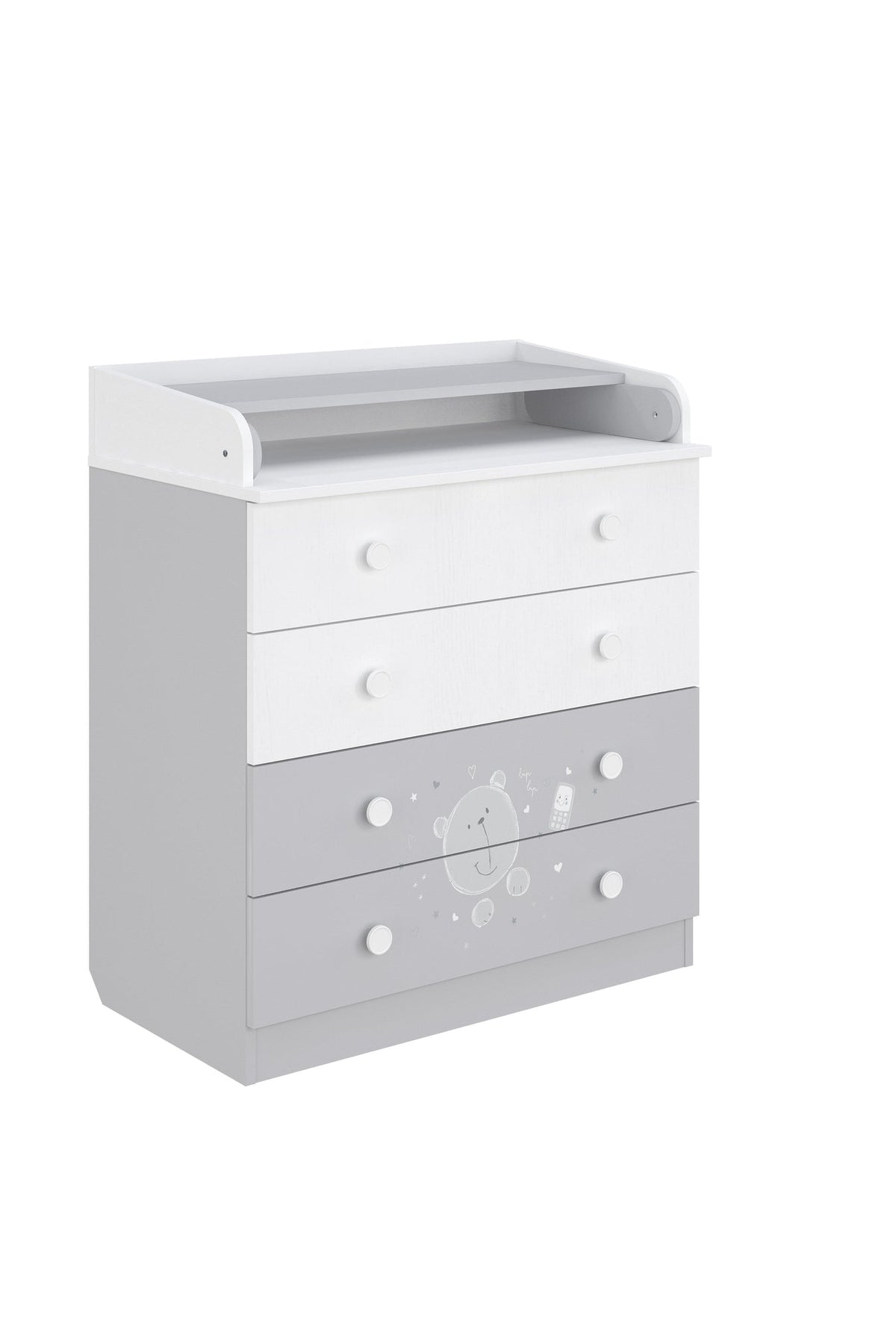 Shefa 800 Kids Changing Dresser Teddy White-Grey (2 boxes)