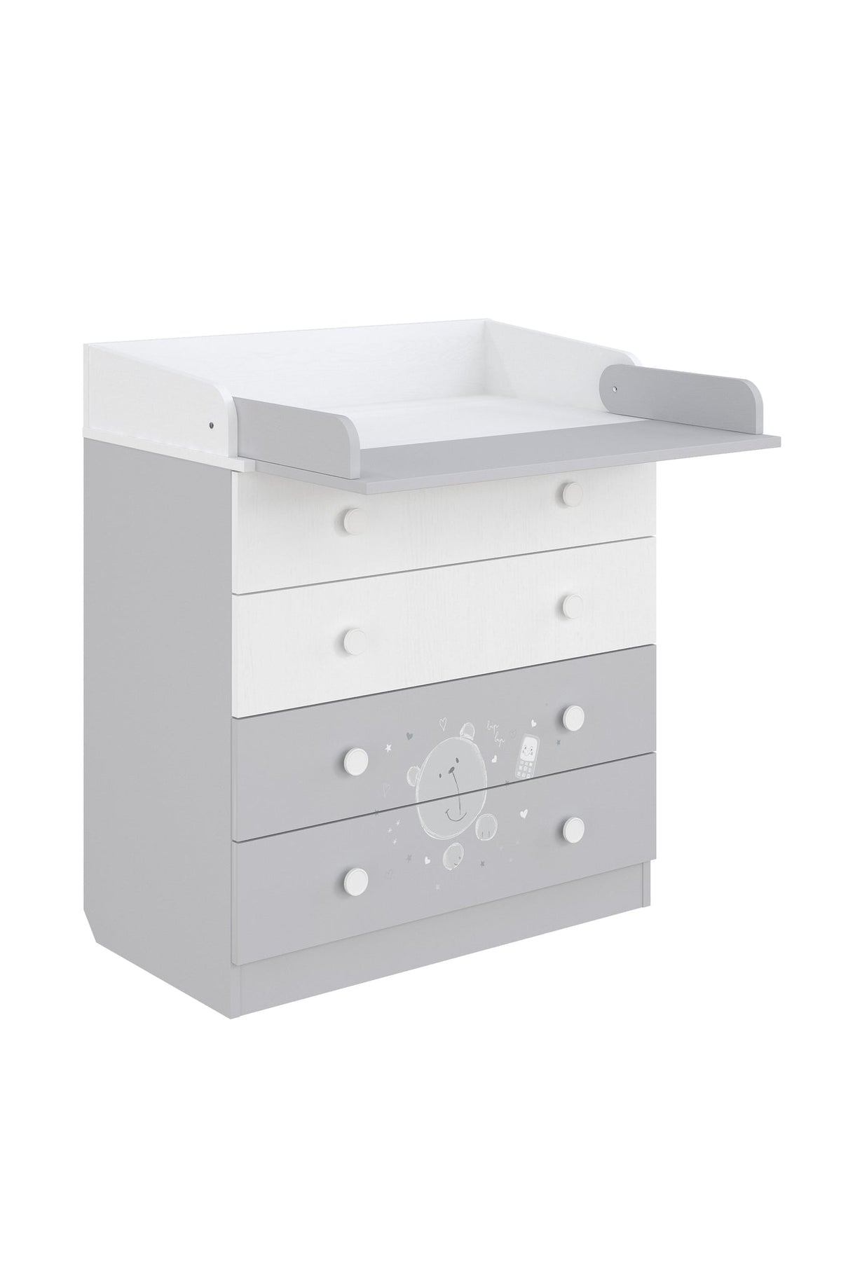 Shefa 800 Kids Changing Dresser Teddy White-Grey (2 boxes)