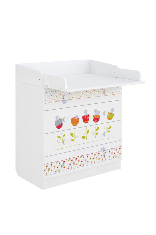 Shefa 800 Kids Changing Dresser Sleepy Kittens White (2 Boxes)