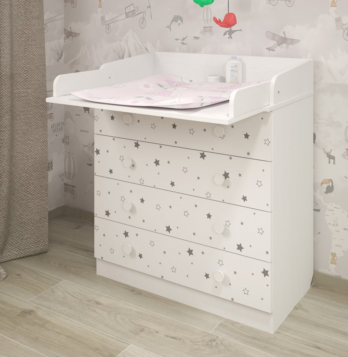 Shefa 800 Kids Changing Dresser Starlight White (2 boxes)