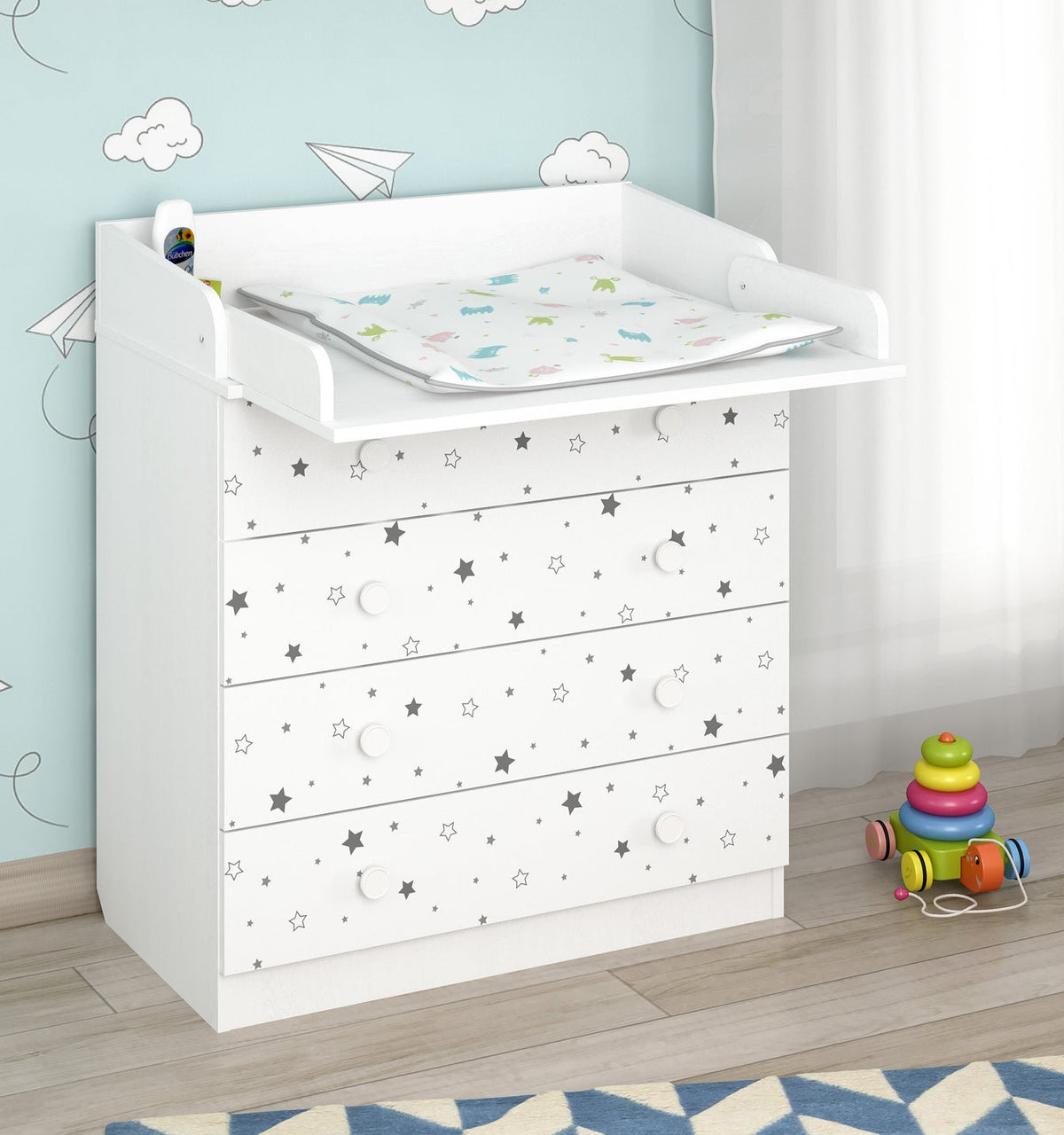 Shefa 800 Kids Changing Dresser Starlight White (2 boxes)