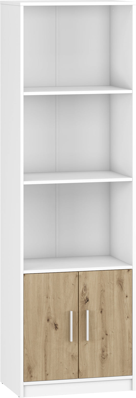 Shefa Line Bookcase Klio White - Artizan Oak (2 boxes)