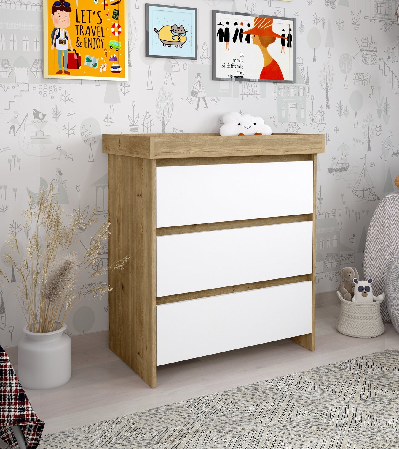 Shefa 880 Kids Changing Unit Cremona Oak White (2 Boxes)