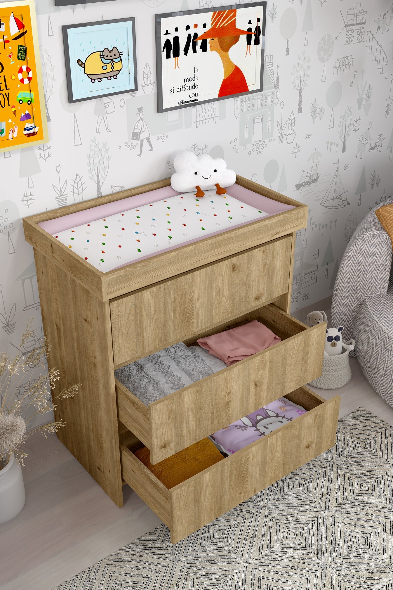 Shefa 880 Kids Changing Unit Cremona Oak (2 Boxes)