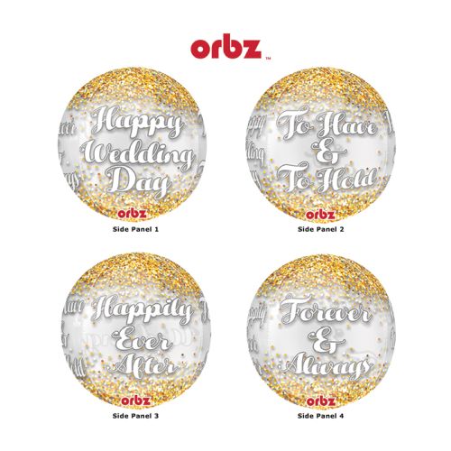 Wedding Confetti Orbz Foil Balloons 15"/38cm w x 16"/40cm h G20