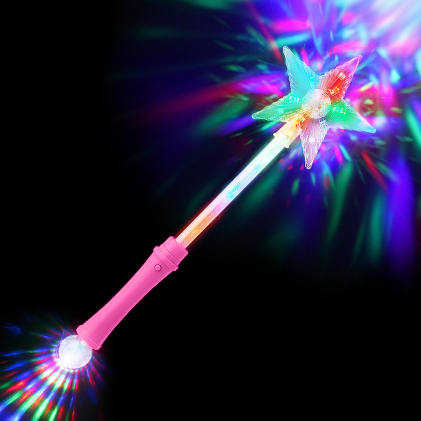 Star Wand with Disco Ball - Pink = 40cm