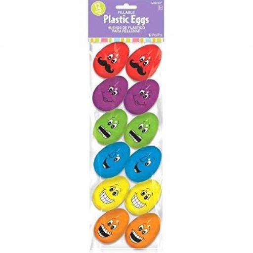 Funny Face Plastic Small Eggs, 2 1/4", Multicolor