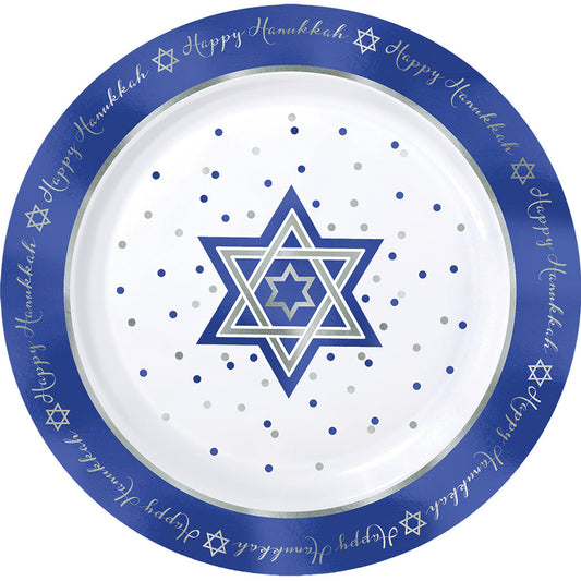 Happy Hanukkah Premium Plastic Plates 19cm /20