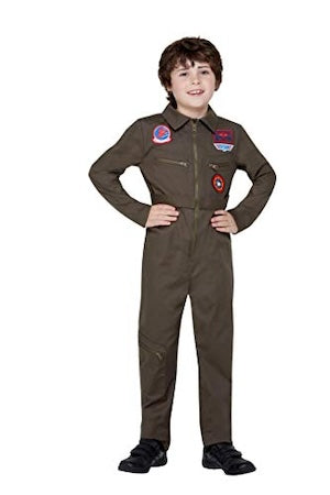 Smiffy's Officially Licensed Top Gun Costume, Boys, Khaki