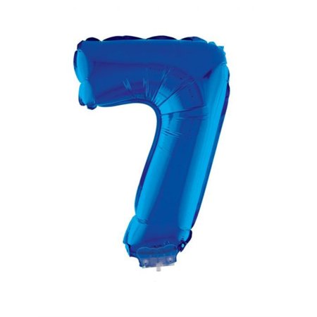 Foil balloon 16" with stick number 7 blue