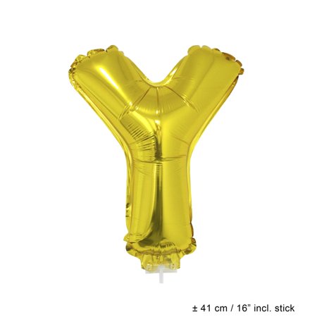 Foil balloon 16" with stick letter y gold