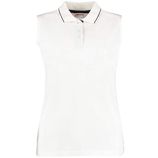 Gamegear Proactive Sleeveless Polo - White/Navy - 16