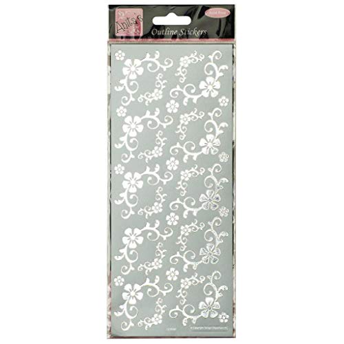 Outline Stickers - Fanciful Floral Corners - Silver