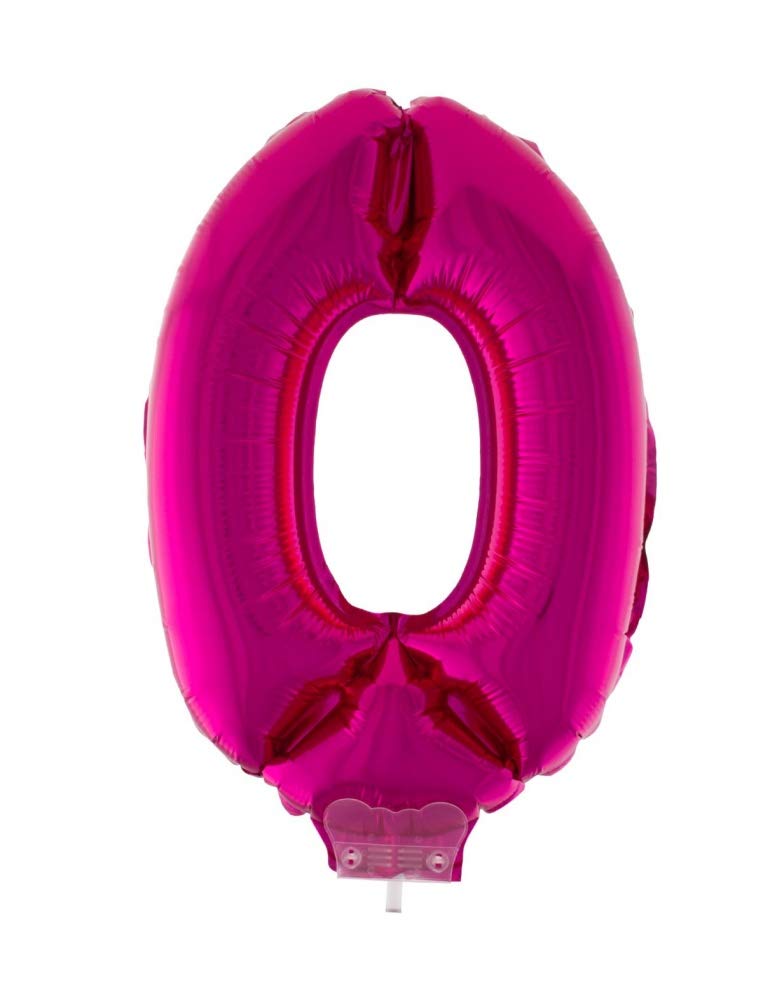 Foil balloon 16" with stick number 0 pink