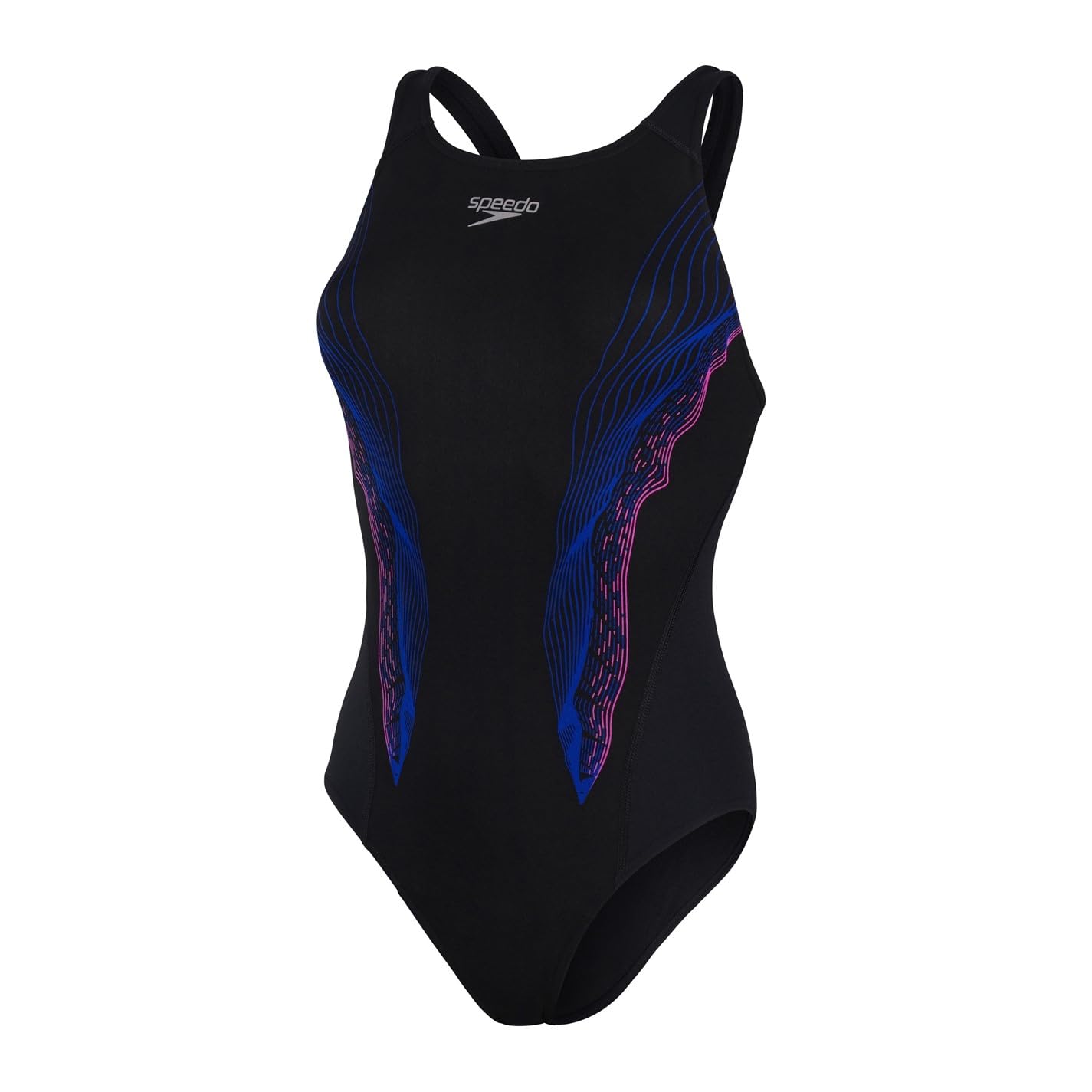 Speedo Eco Endurance+ Placement Recordbreaker Swimsuit - Black/Blue/Orchid - 34"