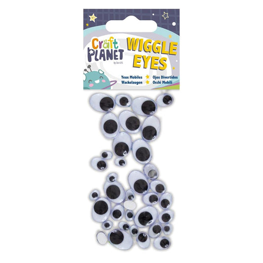 Wiggle Eyes (36pcs) Oval - Black & White (Assorted Sizes)