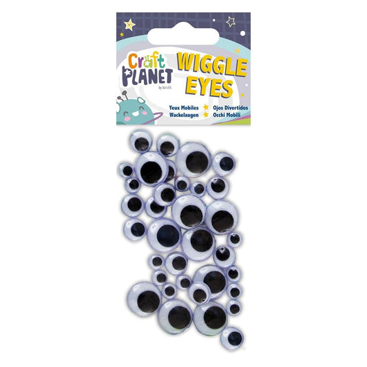 Wiggle Eyes (40pcs) Round - Black & White (Assorted Sizes)