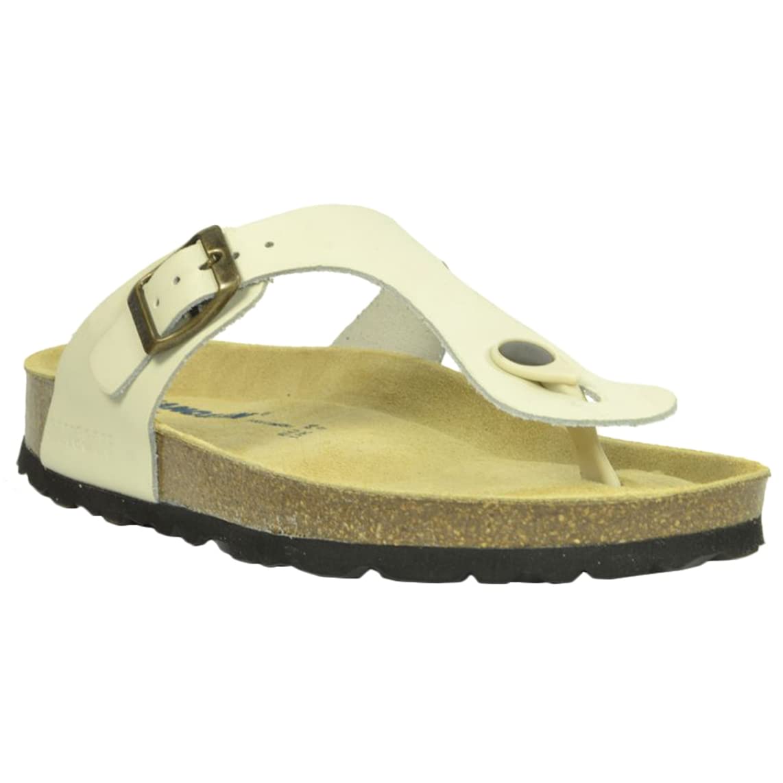 Sanosan Geneve Leather Women's Designer Thong Sandals (5 UK Ivory Leather)