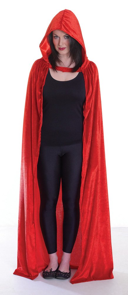 Velvet Red Hooded Cloak Adult Womens Costume