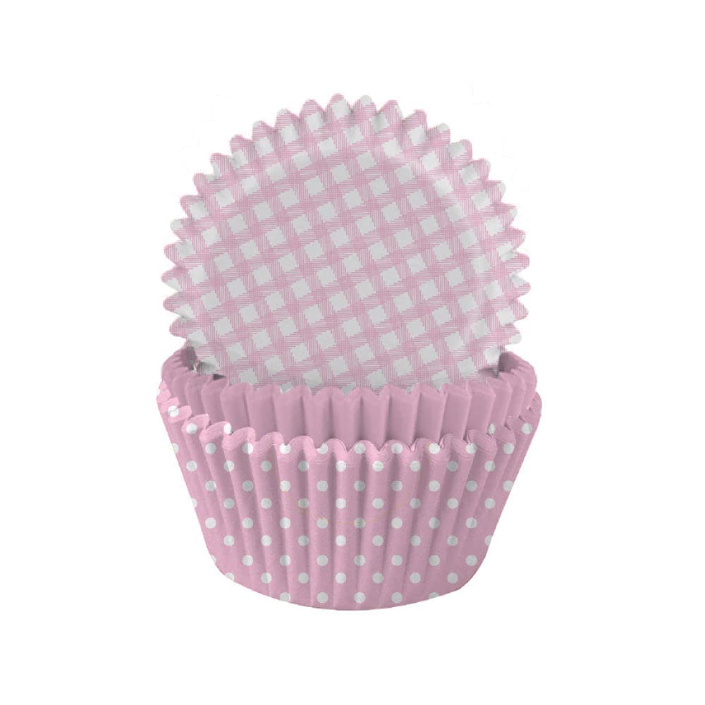 Pastel Pink Gingham and Polka Mix Cupcake Cases in Rip-Top CDU