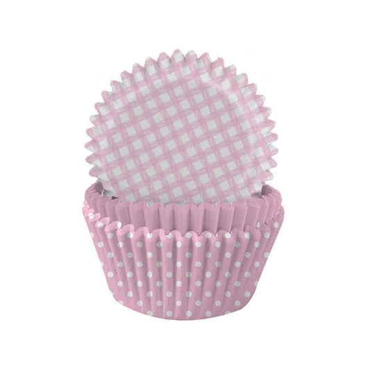 Pastel Pink Gingham and Polka Mix Cupcake Cases in Rip-Top CDU